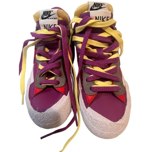 Nike‎ x Sacai Blazer Low Purple Yellow Sneakers Fashion Designer Shoes - Picture 8 of 12